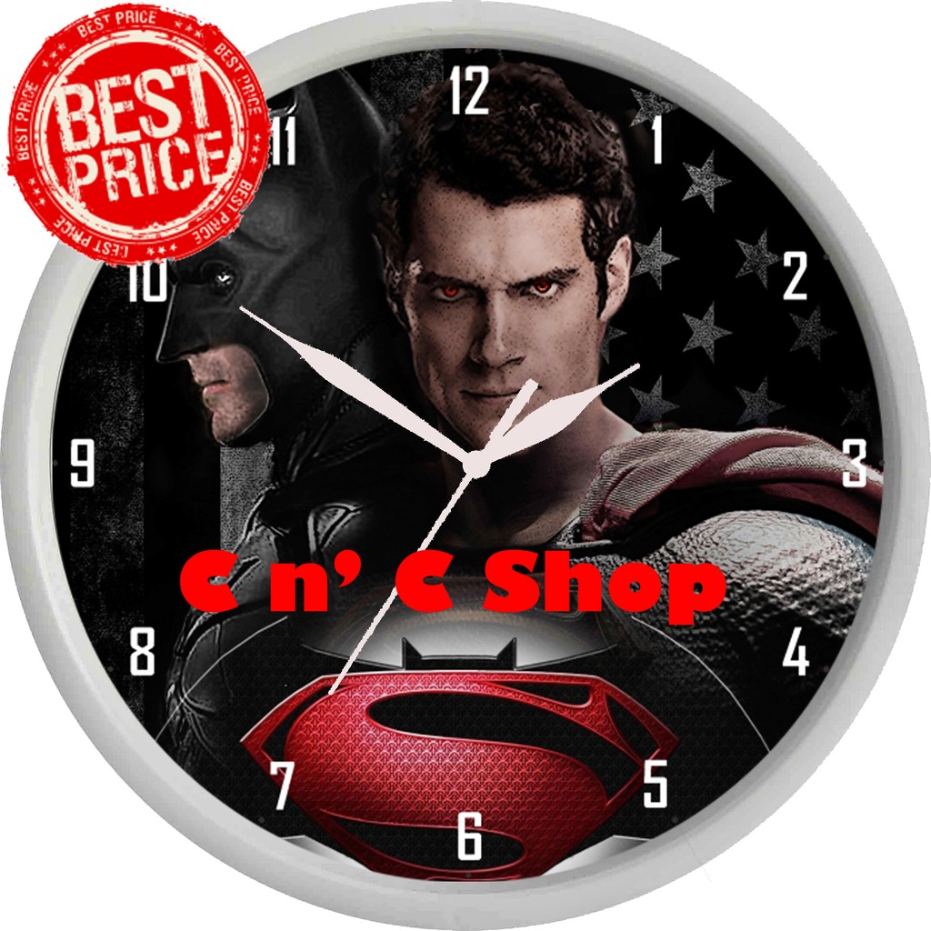 CNC SHOP Jam Dinding Karakter Batman Superman 30 cm