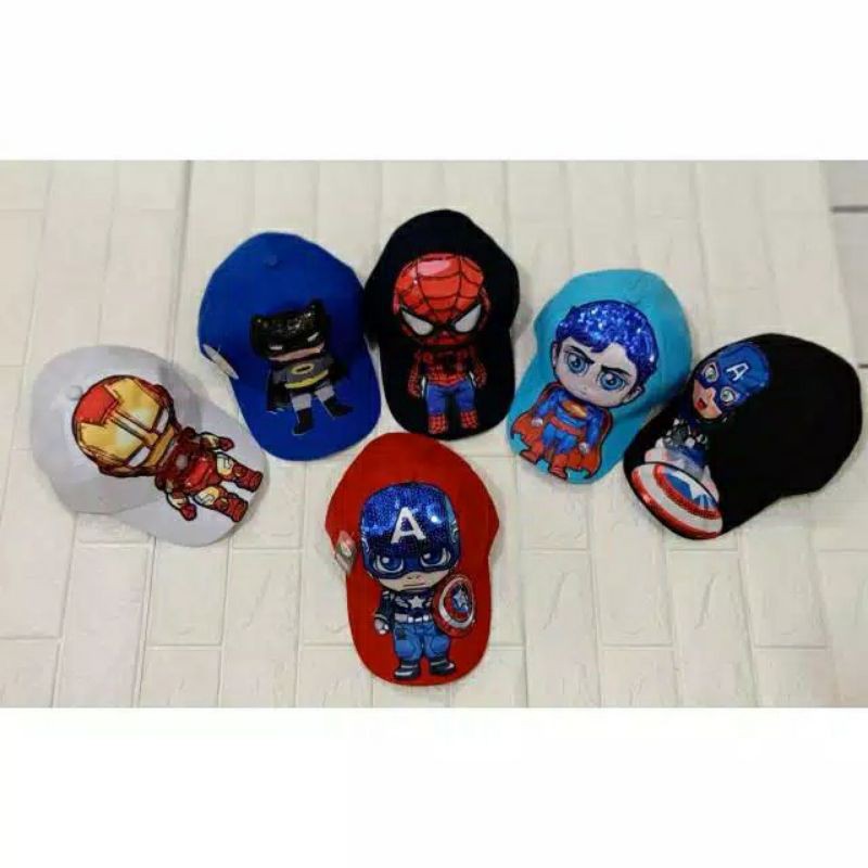 Topi anak karakter captain america semua Avenger led (nyala)bisa dipakai umur 1-10tahun