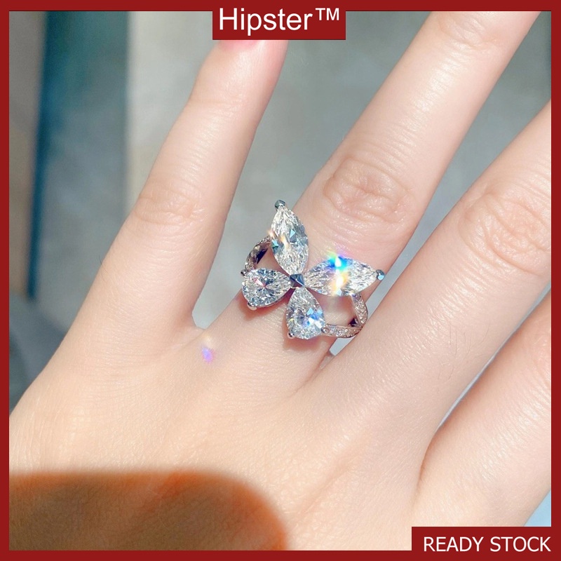 Fashion Beautiful Moissanite Personality Butterfly Shape Ring