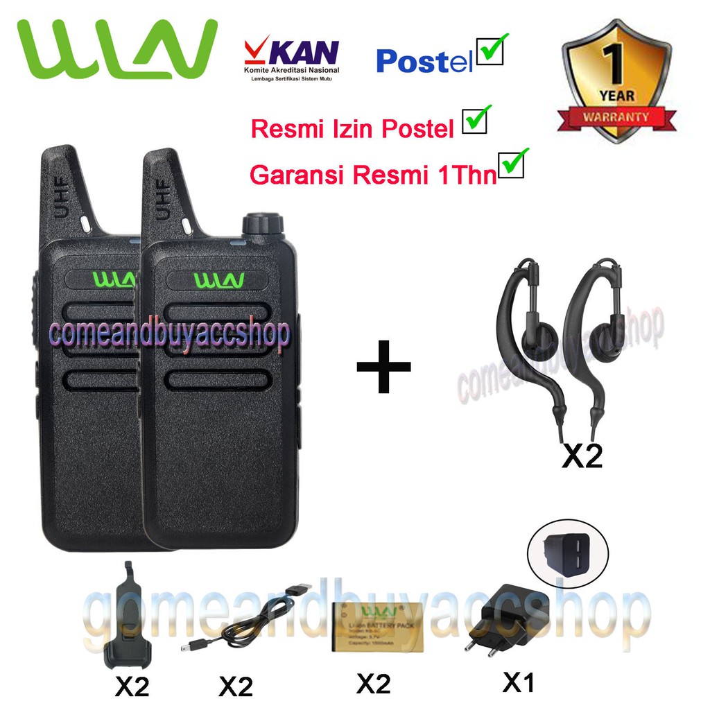 Paket standar Walkie Talkie WLN HT Two-Way Radio - HITAM ( ISI 2pcs) Tanpa Desktop-Batrai 1500 mAh