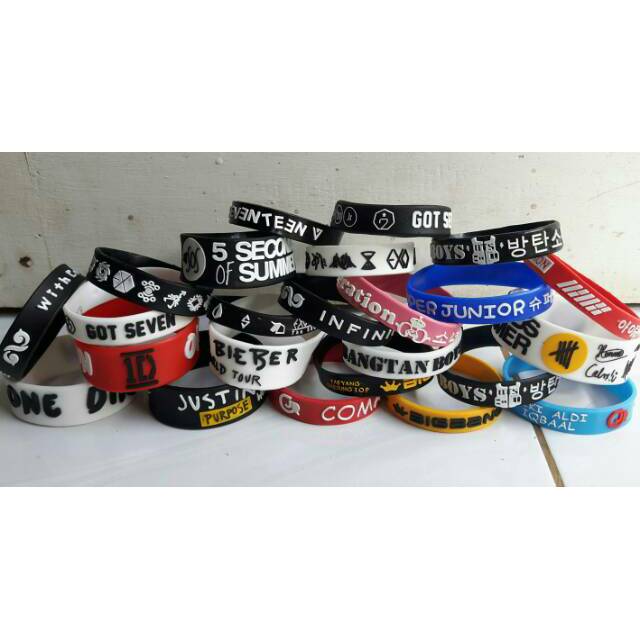 Gelang wirstband kpop exo bts suju bigbang seventeen ikon snsd got7 5sos justin bieber cjr infinite