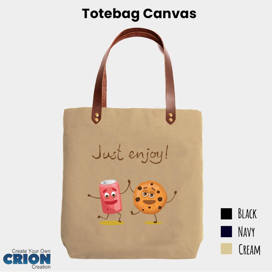 Totebag Canvas Synthetic Leather Strap Friendship Food Series By crion