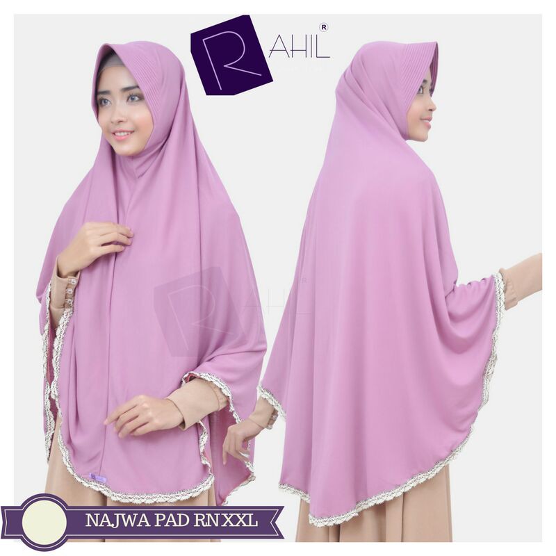 Khimar jumbo renda hijab kaos jilbab syari murah najwa pad renda