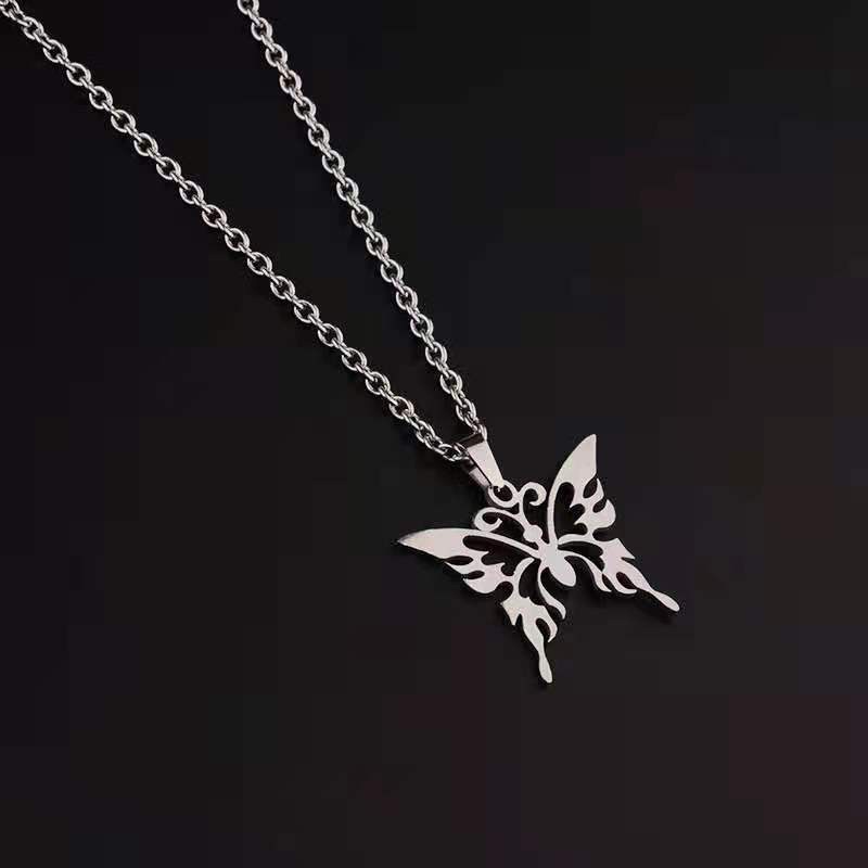 Kalung Liontin,Butterfly Bahan Titanium Steel,Gaya Korea,Untuk Unisex