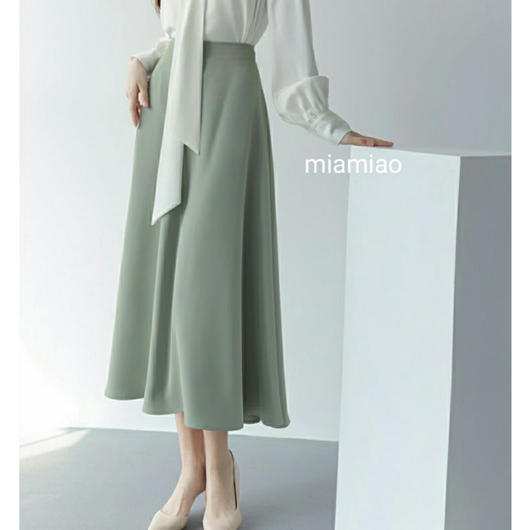 SKIRT SHAKILA PREMIUM.FLARE A-Line. ROK WANITA KOREAN STYLE-ROK SAKILA SAGEGREEN
