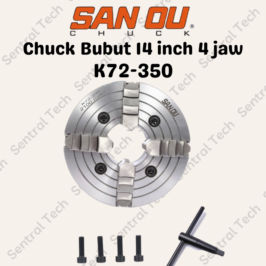 Chuck Bubut 14" 4 Jaw / K72 350 / Catok Kepala Bubut 14 Inch 4 Jaw