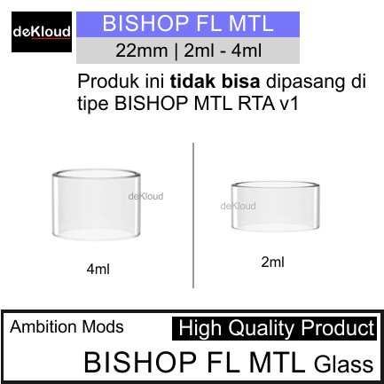 Kaca BISHOP FL MTLx RTAx Replacement 22mm warna glass bening