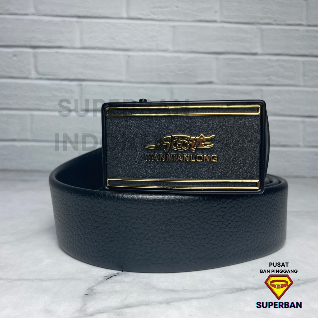 IKAT PINGGANG PRIA BRANDED GOLD SABUK GESPER OTOMATIS REL FASHION LUXURY FORMAL UNTUK KERJA IMPORT KULIT - SUPERBAN