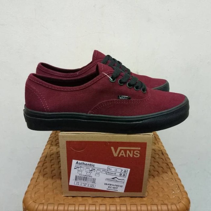 Dijual SEPATU SNEAKERS VANS AUTHENTIC MERAH MAROON BLACK ORIGINAL BNIB Terlaris