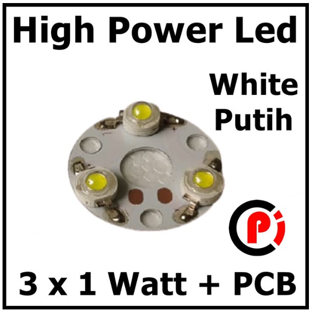 High Power Led 3W Seri Putih 6500k White Solder PCB Aluminium Heatsink