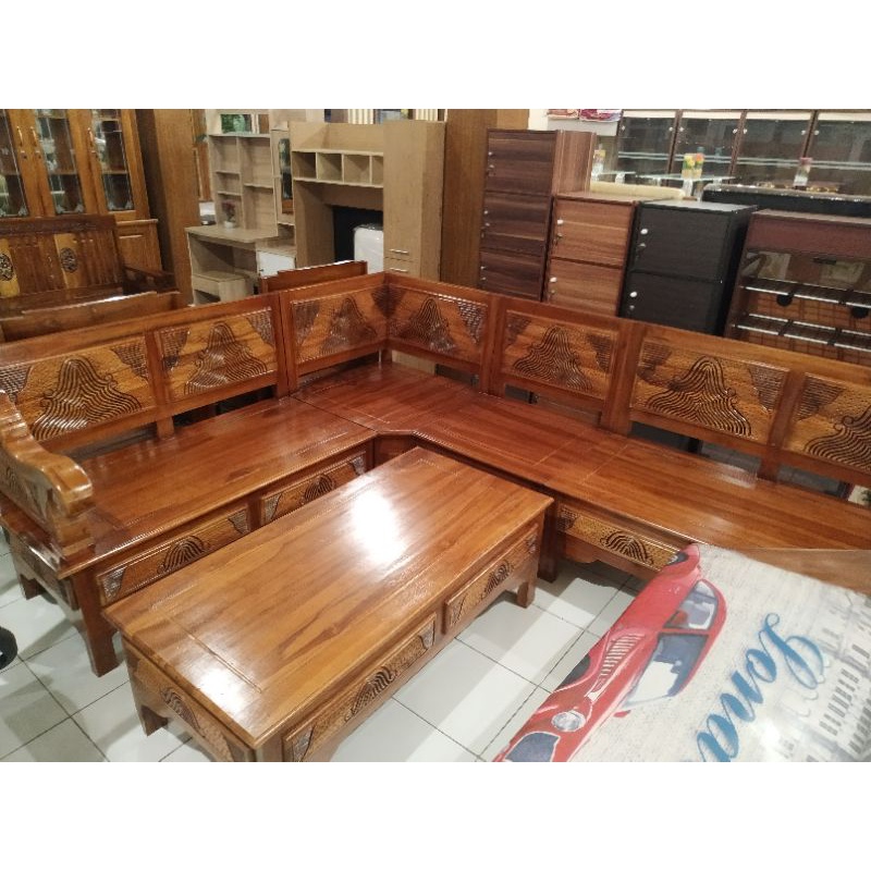 kursi pojok kayu jati