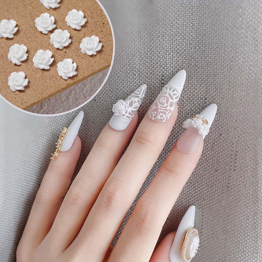 AUGUSTINA Agustina Nail Art Bunga Mawar Perhiasan Resin Manicure Aksesoris Pesona DIY Desain Nail Art