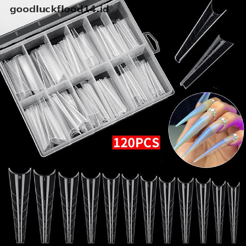 [OOID] 120pcs Kit Plastic Curve False Nails Art Dual Form French Tips Gel Extension ID