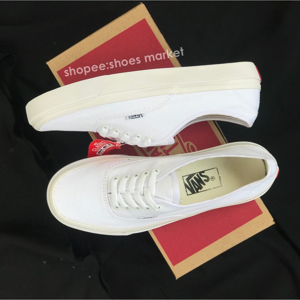 Vans Authentic All White Full Putih Sepatu Couple Sneakers Tali