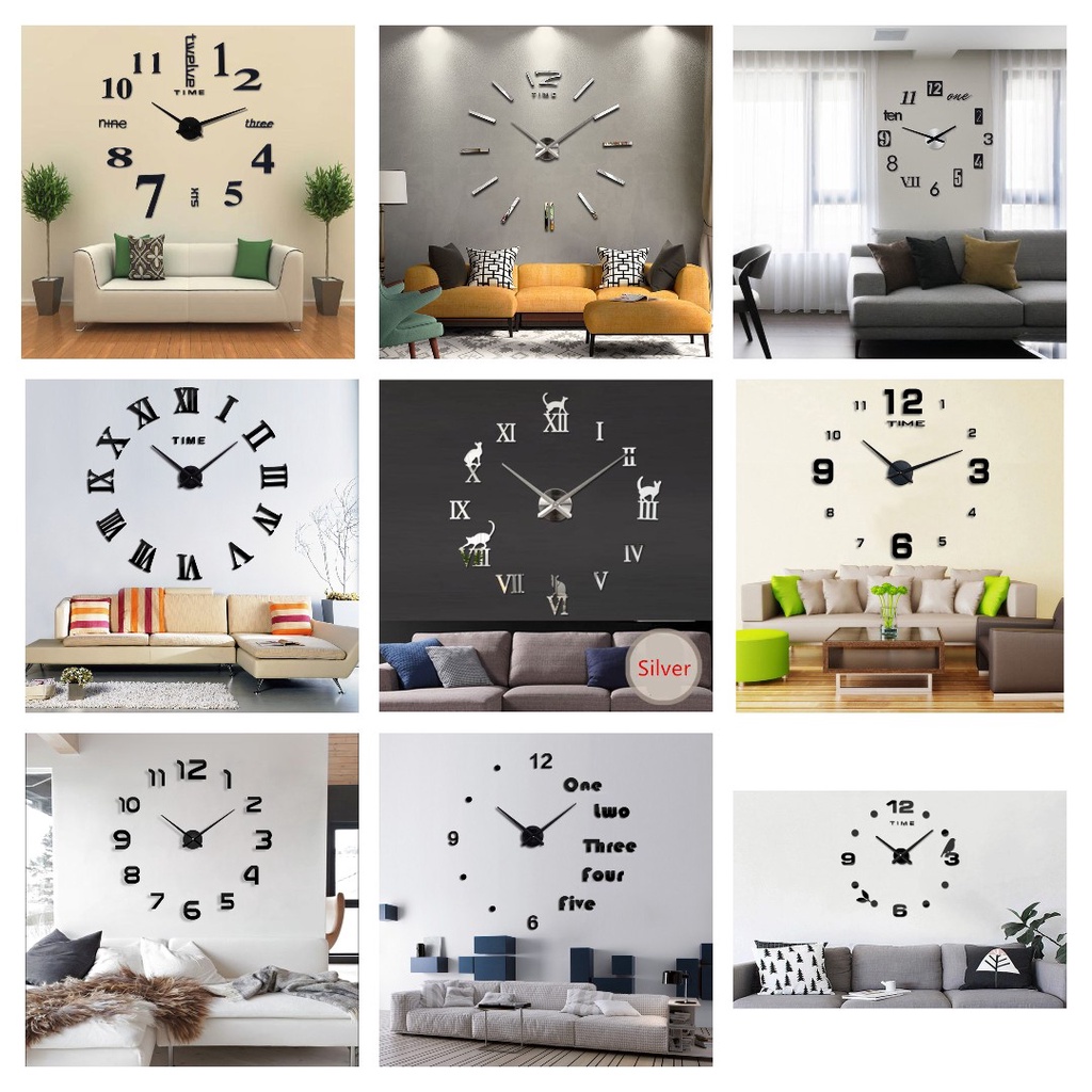 Jam Dinding Besar DIY Jumbo 80 - 120 cm / Jam Dinding DIY Unik Analog Giant Wall Clock