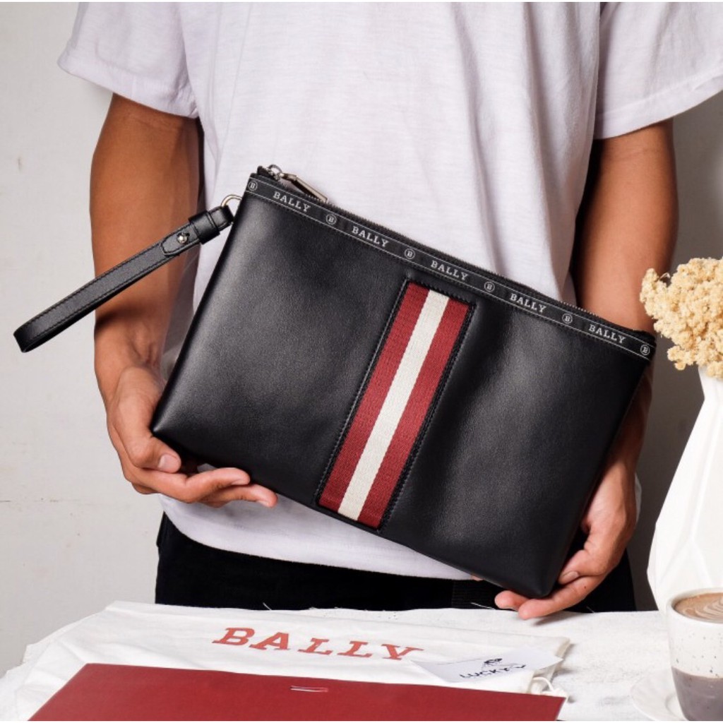 Bally Hartland Leather Clutch Bag In Black - ORIGINAL 100%