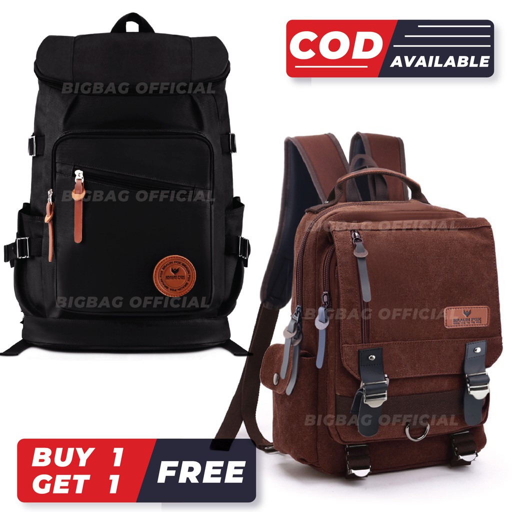 BUY 1 GET 1  Ransel KANVAS Ransel Laptop Ransel Kasual Tas Punggung - Tas Pria Tas Laptop Trendy