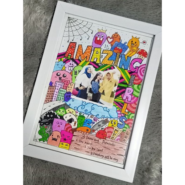 CUSTOM DOODLE ART - kado ulang tahun, pernikahan, wisuda dll