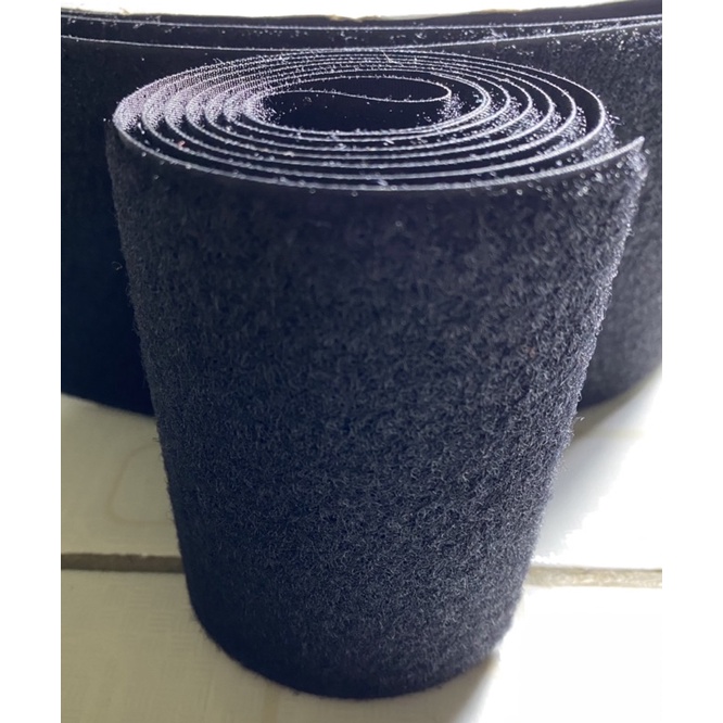 Velcro 10 cm dan 5cm hitam bagian  halus  nya saja- warna hitam  abu muda abu tua lebar 10 cm - hook and loop premium Tape  1 Meteran