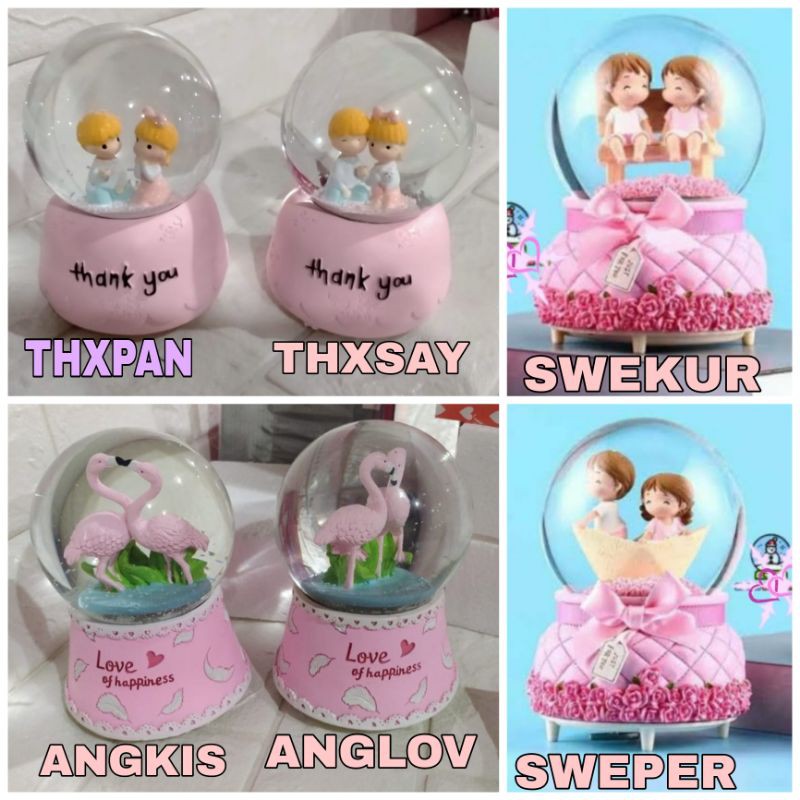 KOTAK MUSIK SNOWBALL JUMBO OTOMATIS PATTON_SCARLETT MUSICBOX UNICORN KUDA PONY HELLOKITTY FROZEN