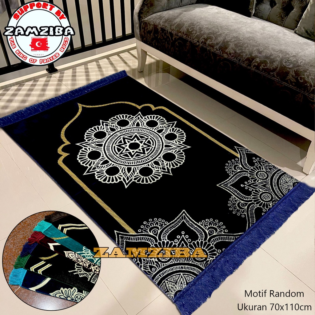 Sajadah Turki Dewasa Bahan Tebal Motif Bunga Kualitas Super Premium Perlengkapan Sholat Zamziba Sejadah