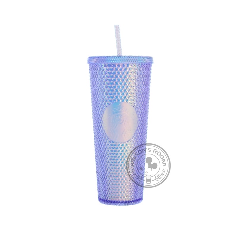Starbucks Tumbler Studded Bling Translucent Blue Cold Cup 24oz Venti Botol Minum Original