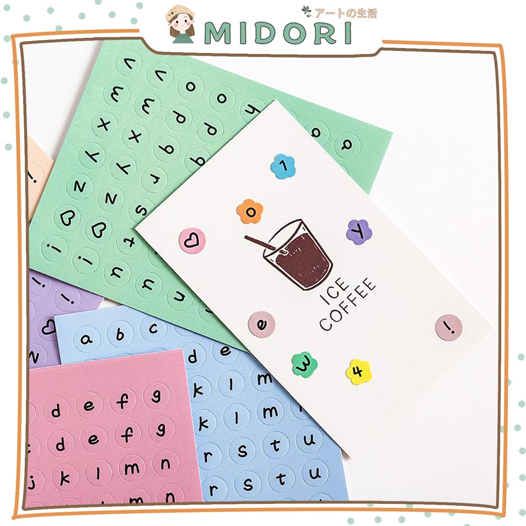 

[MIDORI] 1Pc NEW STYLE ALPHABET NUMERIC Sticker Huruf Angka Planner BuJo Aesthetic - B0188