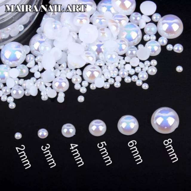 

Mutiara belah putih pelangi uk 2 -6mm