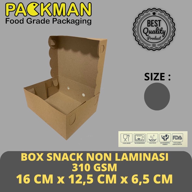 

BOX SNACK KRAFT R5 / DUS KUE 16x12,5 / KOTAK CAKE 310gsm NON PE
