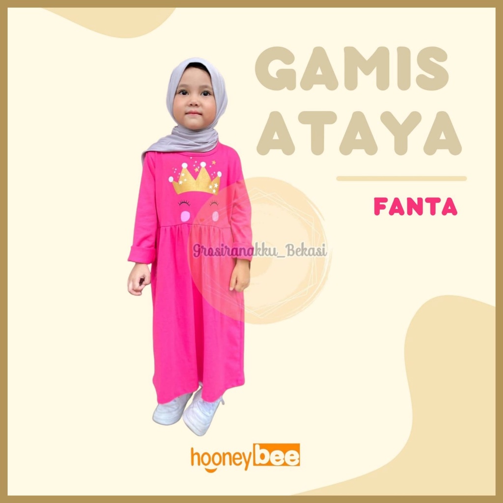 Gamis Kaos Anak Ataya Hooneybee Warna Fanta 2-10Tahun