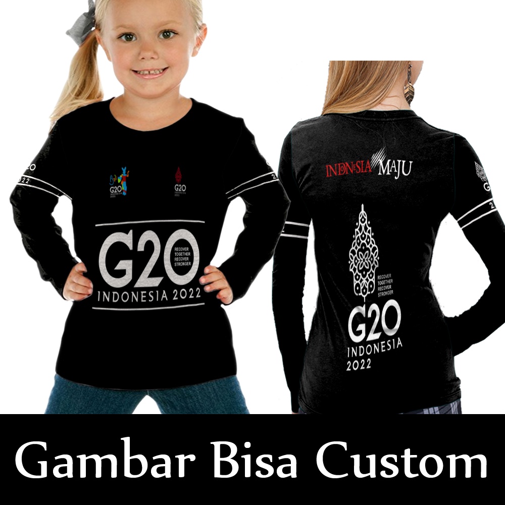 Kaos Anak Tangan Panjang G20 Indonesia Fullprint | Jersey Anak G20 Indonesia 2022 Keren | Pakaian An