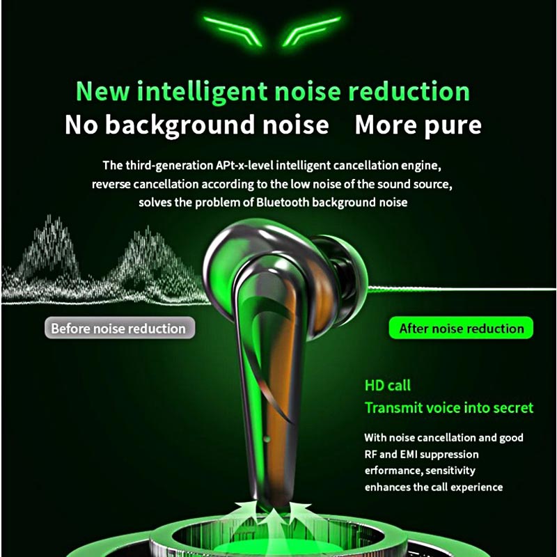 (COD) Apro366 Headset Bluetooth Gaming TWS with Mic 6D Bass Stereo Handset Water Proof Earbud 5.1 Wireless Earphone Headphone