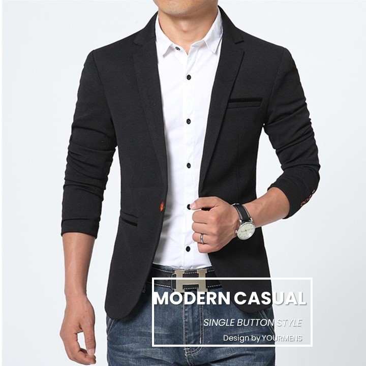 JAS FORMAL / JAS NIKAH PRIA MODERN CASUAL BLACK SLIMFIT STYLE NIKAYU HIGH TWIST