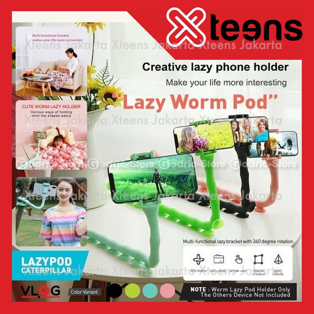 Worm Lazypod Cute Lazy Pod Holder Smartphone 360 Tongsis Tripod Gurita