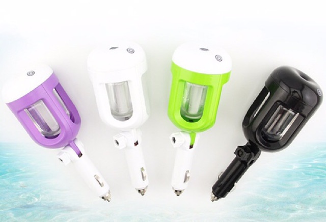 Mesin Uap Pelembab dan pengharum Mobil Lighter Socket Air humidifier Purifier Lampu 7 Warna