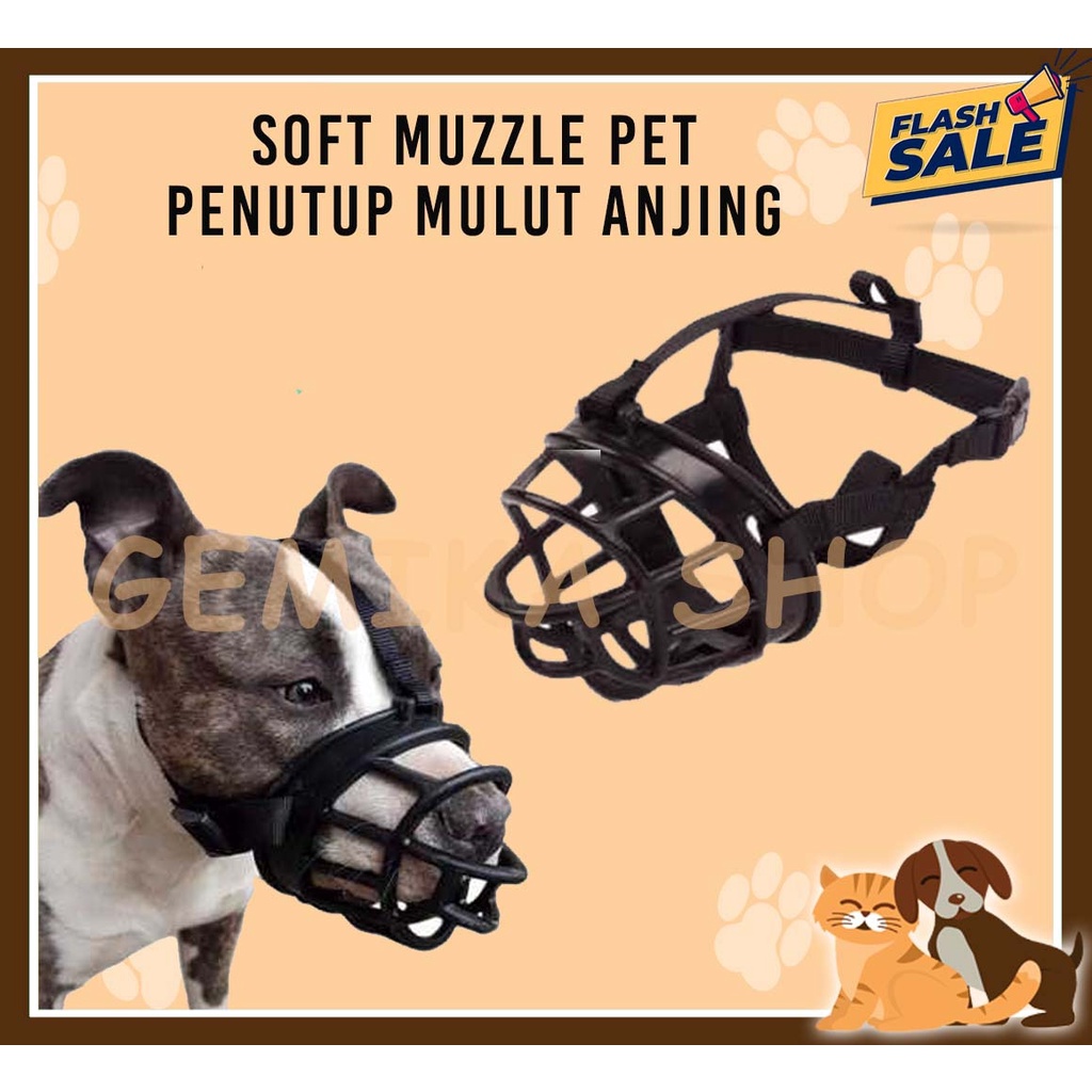 PENUTUP MULUT BRONGSONG ANJING HITAM - PET DOG MUZZLE