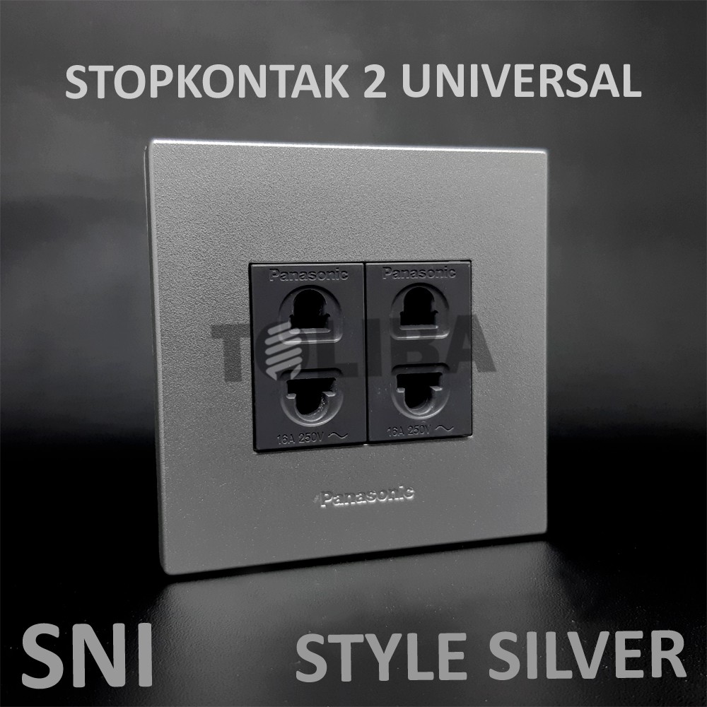 stopkontak gepeng stop kontak double universal silver panasonic /stop kontak panasonic minimalis SNI