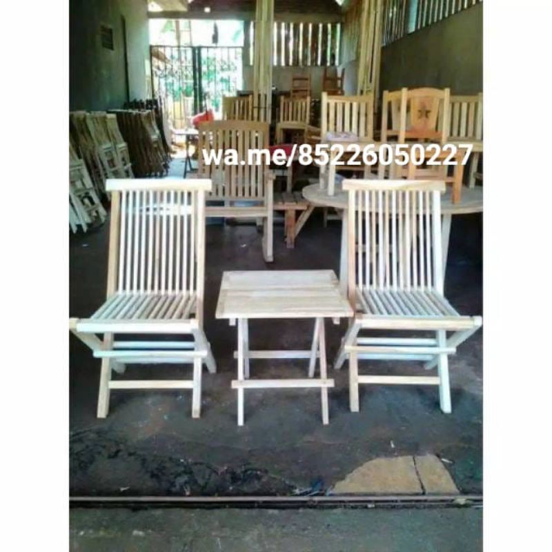 kursi lipat jati mentah