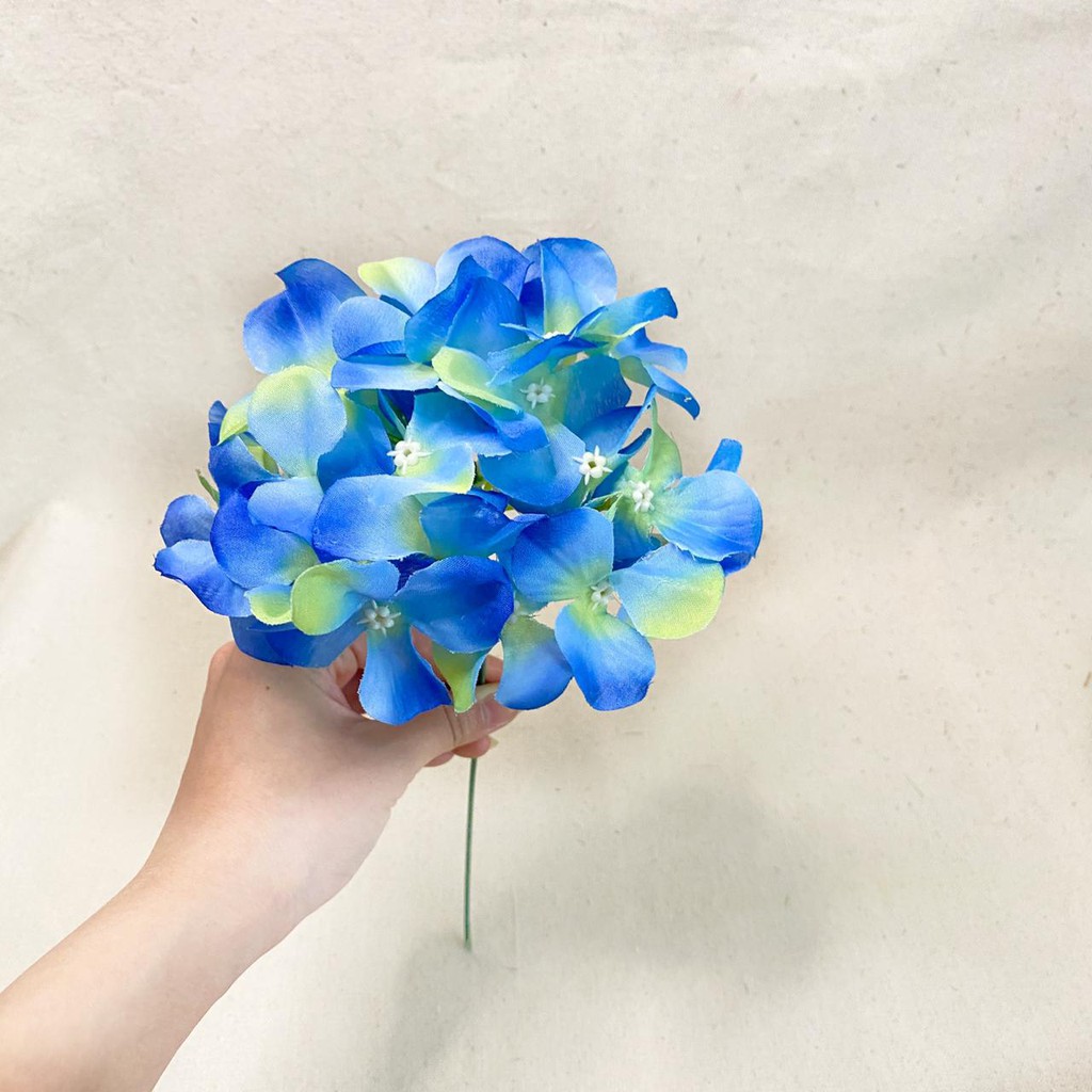 Bunga Hortensia X1 (satuan)●35cm●Bunga Artificial / Bunga Plastik / Bunga Dekorasi / Pernikahan-biru kuning