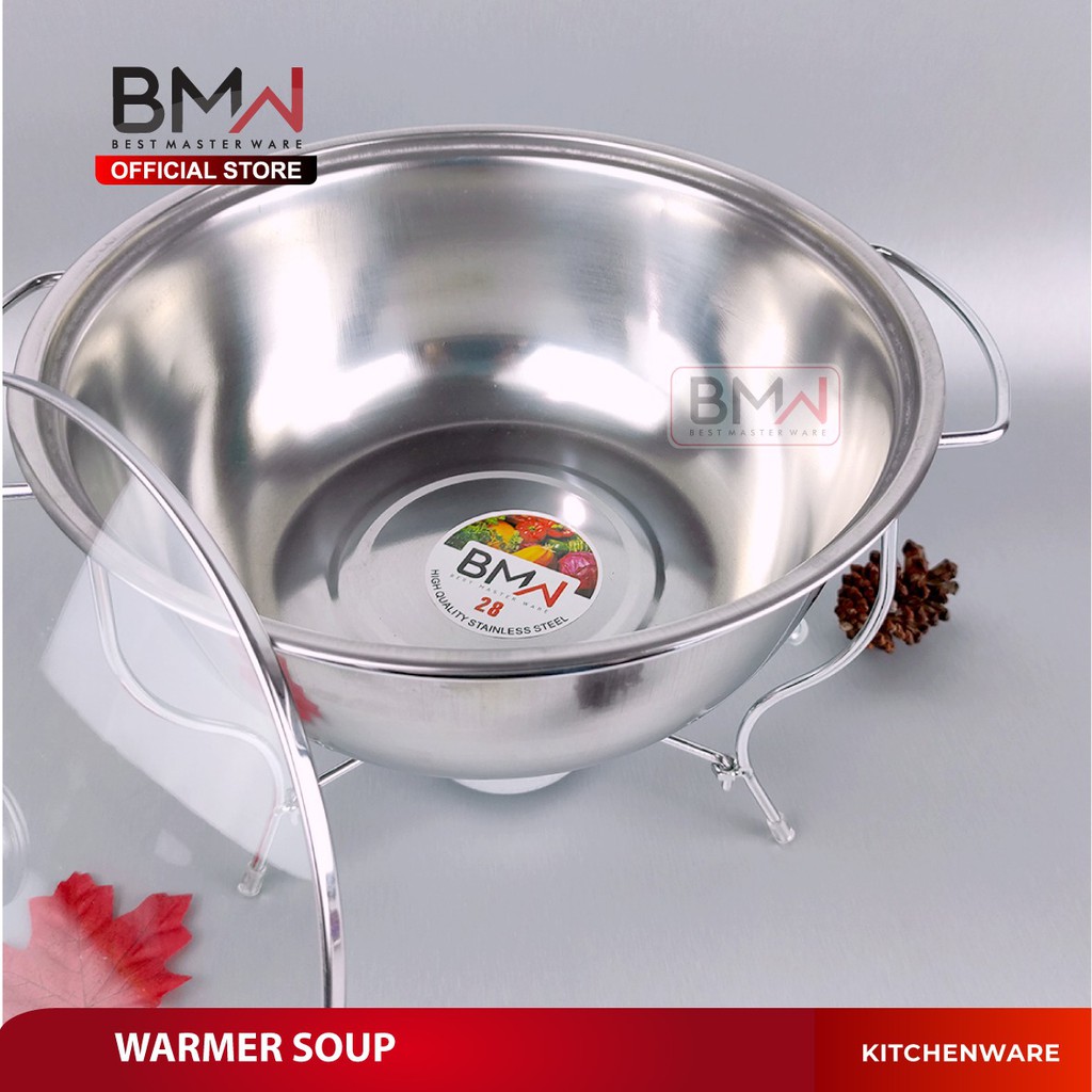 BMW Kitchen Ware - Warmer Soup Bulat Tempat Saji Sayur Prasmanan Chafing Dish Stainless Steel