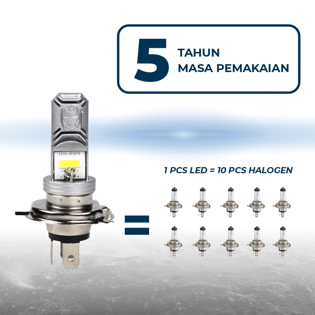 HK Light Lampu Led Motor 2 Sisi Super AC DC H4  lampu led motor depan 8watt putih-2