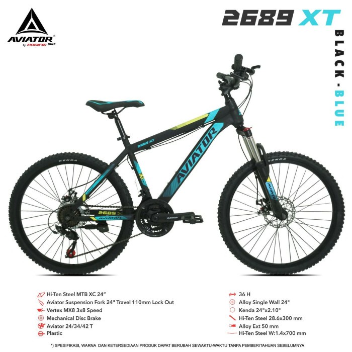 AVIATOR 2689 XT 24 INCH SEPEDA GUNUNG MTB BY PACIFIC