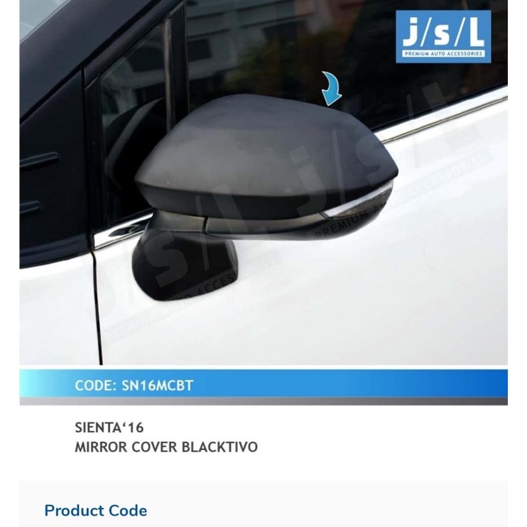 SIENTA COVER SPION MIRROR COVER TOYOTA SIENTA HITAM BLACKDOP