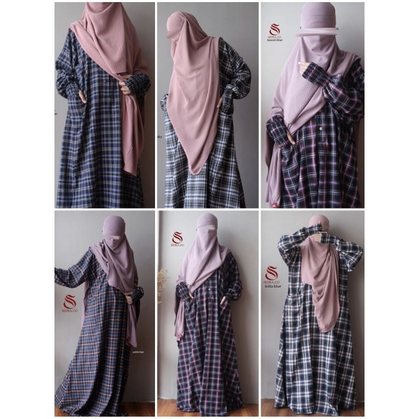 Sidra - ODD sidra Gamis Motif kotak Bahan Flanel