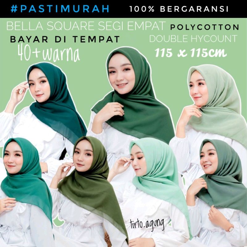 BISA COD HIJAB BELLA SQUARE PREMIUM WARNA LENGKAP POLYCOTTON DOUBLE HYCOUNT SEGI 4 EMPAT POLOS krudung dewasa sekolah SMP SMA