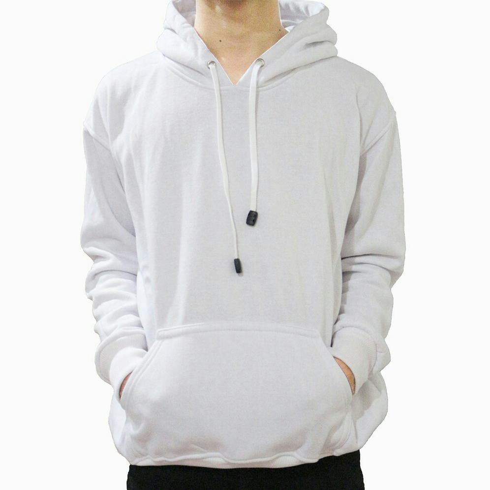 JAKET POLOS JUMPER L,XL,XXL HOODIE PUTIH UNISEX POLOS BAPAK ANAK JEANS LEVIS