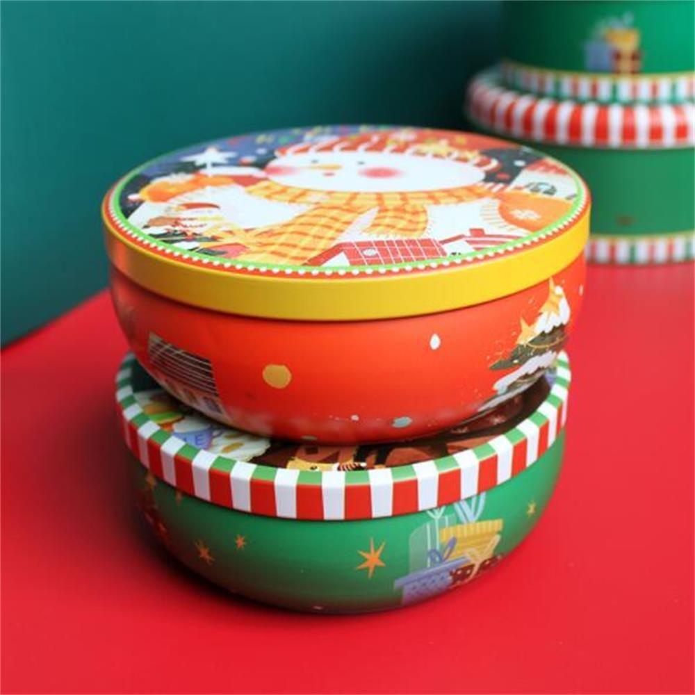 Top Christmas Tin Gift Box Kado Wanita Pria Wadah Penyimpanan Permen Untuk Kue Kering Permen Motif Rusa Cookie Box