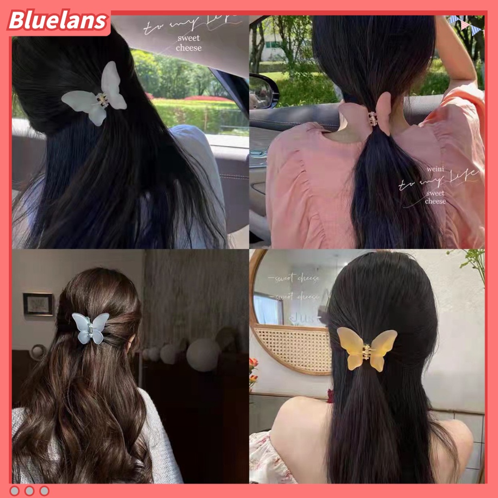 Bluelans Jepit Rambut Cakar Bentuk Kupu-Kupu Gigi Silang Gaya Elegan Untuk Aksesoris