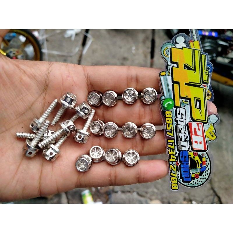 BAUT BODY FLOWER HONDA 1 PAK ISI 20 BIJI /BAUT BODI PROBOLT FLOWER HONDA CROM 1 PAK ISI 20 PCS