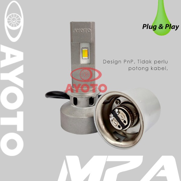 Lampu LED Motor Matic Bebek Soket H6 AYOTO M7A 2 WARNA AC DC 38 Watt